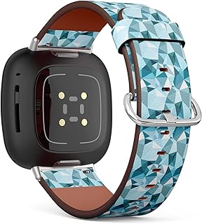 CJBROES Replacement Leather Watch Band, Compatible with Fitbit Versa 3 and Fitbit Sense of Wristband Bracelet Accessory - Trendy-Low-Poly