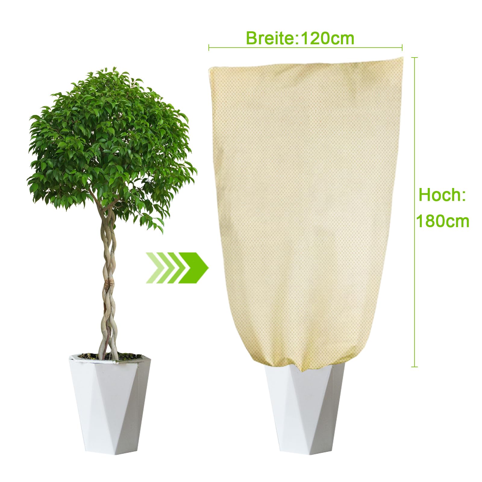 Pflanzenschutz-Vlies Für Den Winter - 2 Stück 60x80cm Mit Reißverschluss Für Kübelpflanzen