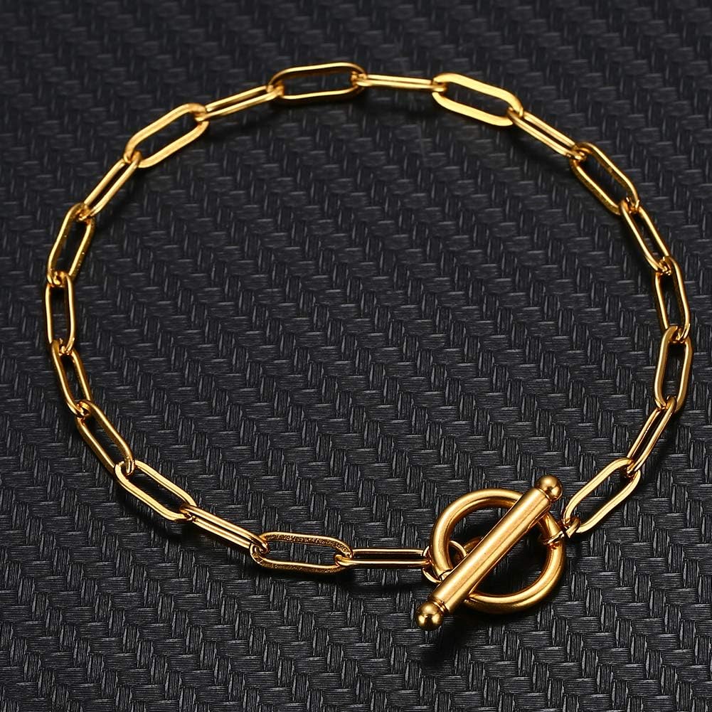 WangGao Stainless Steel OT Buckle Paperclip Link Chain Bracelet for Women Popular Minimalist Jewelry - Image 4