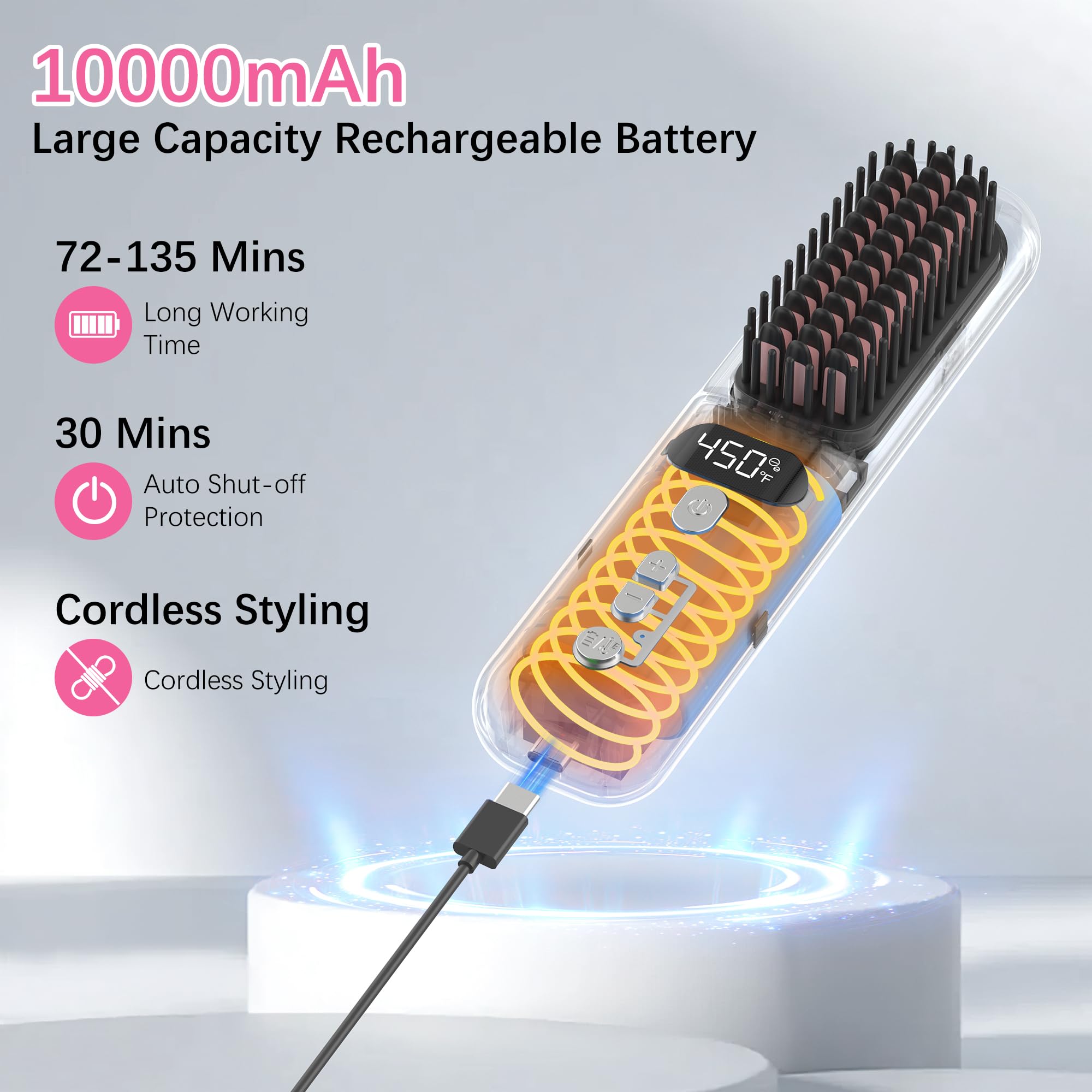 Amazon.com : Wireless Hair Straightener Brush - Portable