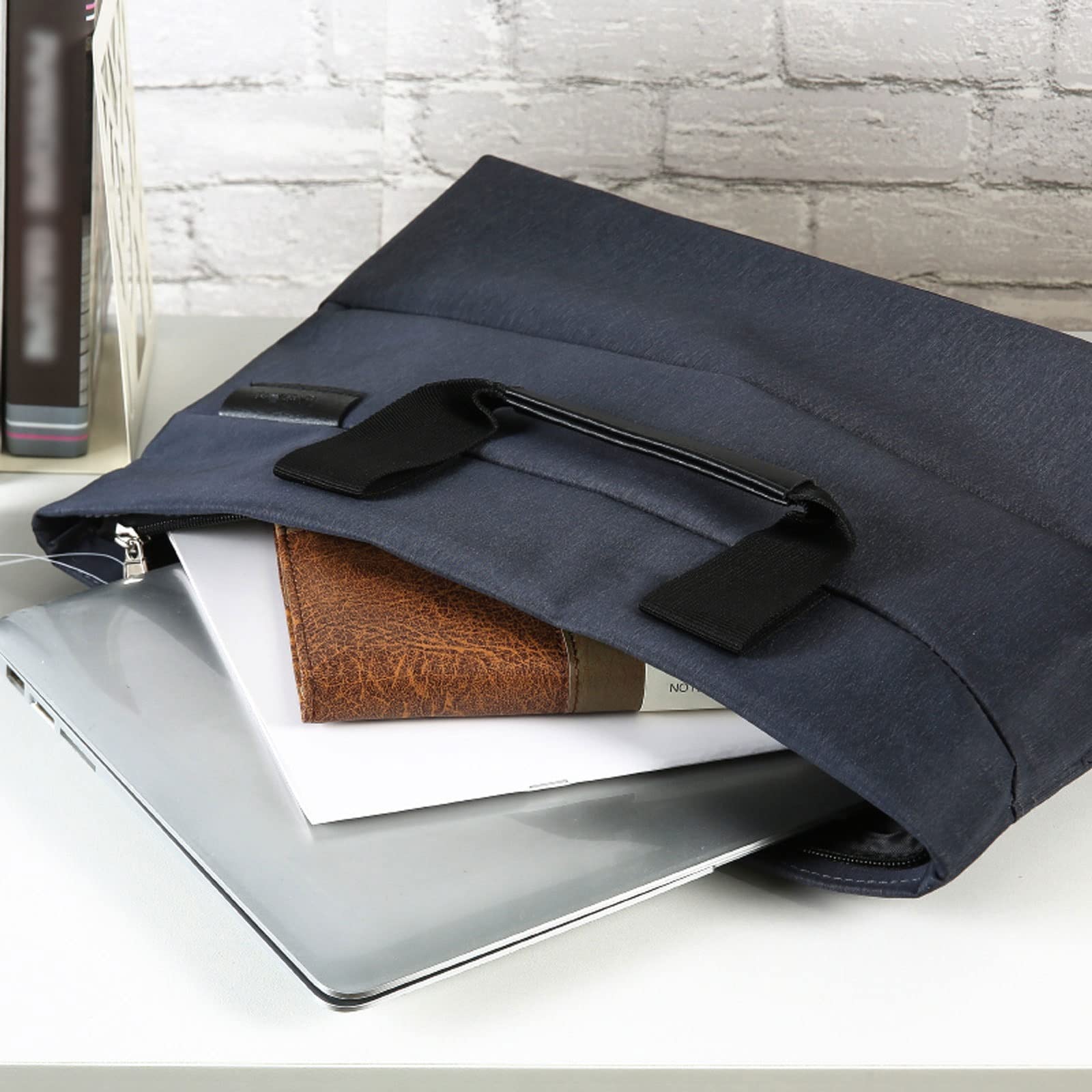 Ordenador Portátiles Funda Maletín portátil engrosado bolso de mano documento de negocios bolsa de cremallera bolsa de información bolsa de información portátil gris Funda Portatil Bolsa Multifunciona