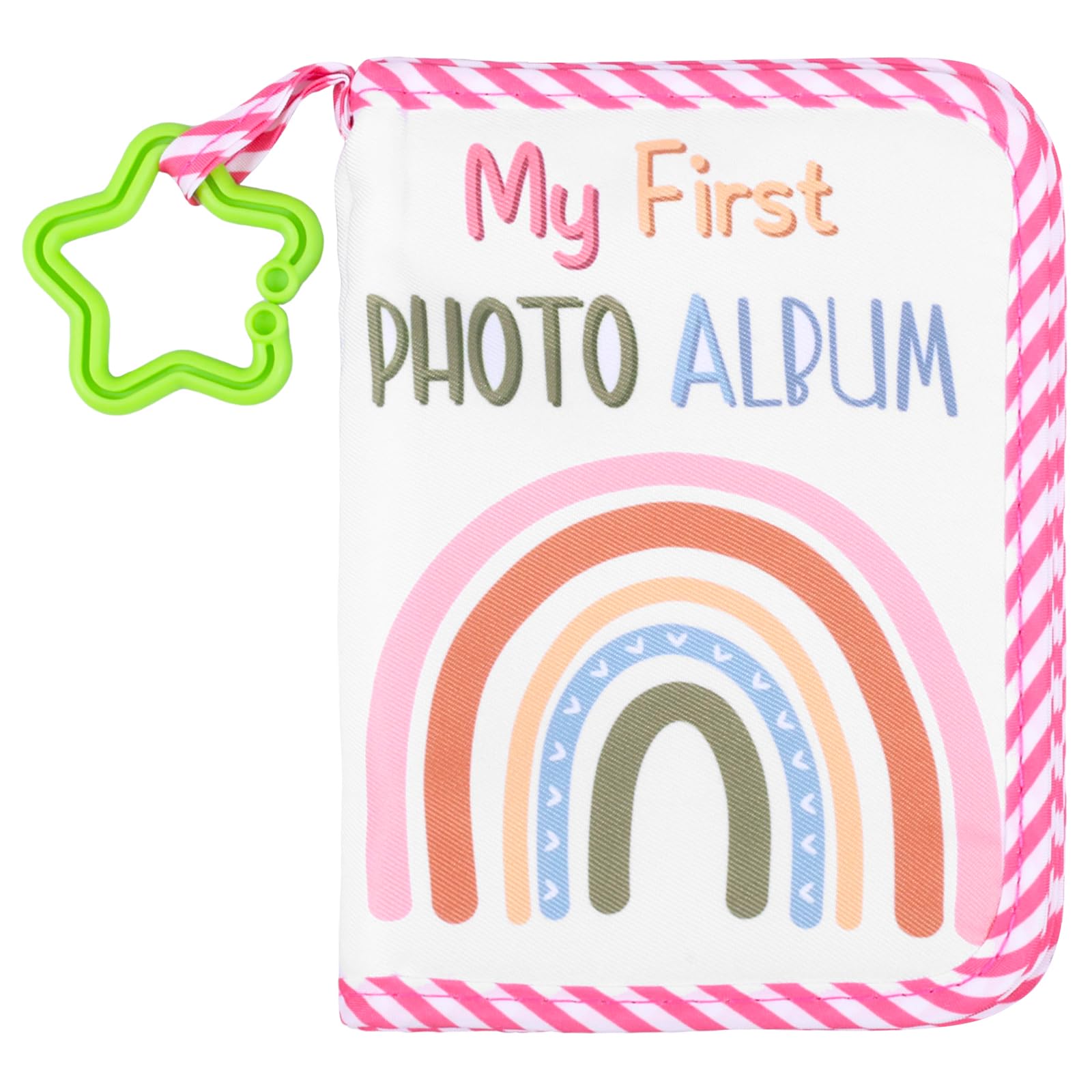Photo Album Soft Cloth Safe Baby Memory Album Book with Mirror Cute My First Family Photo Book Holds Fabric Kid Memory Keepsake Present for Kids Newborn Toddlers(colour,1)