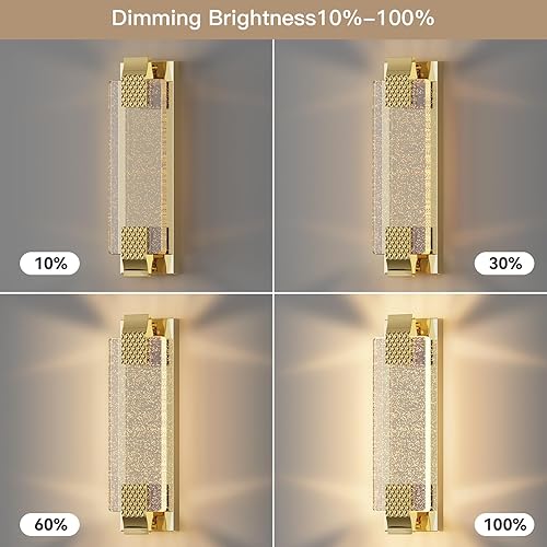 Miniatura 6 de Aplique de pared con pilas de 10000 mAh, funciona con pilas doradas, luz de pared para interiores, no cableada, control remoto, regulable, lámpara