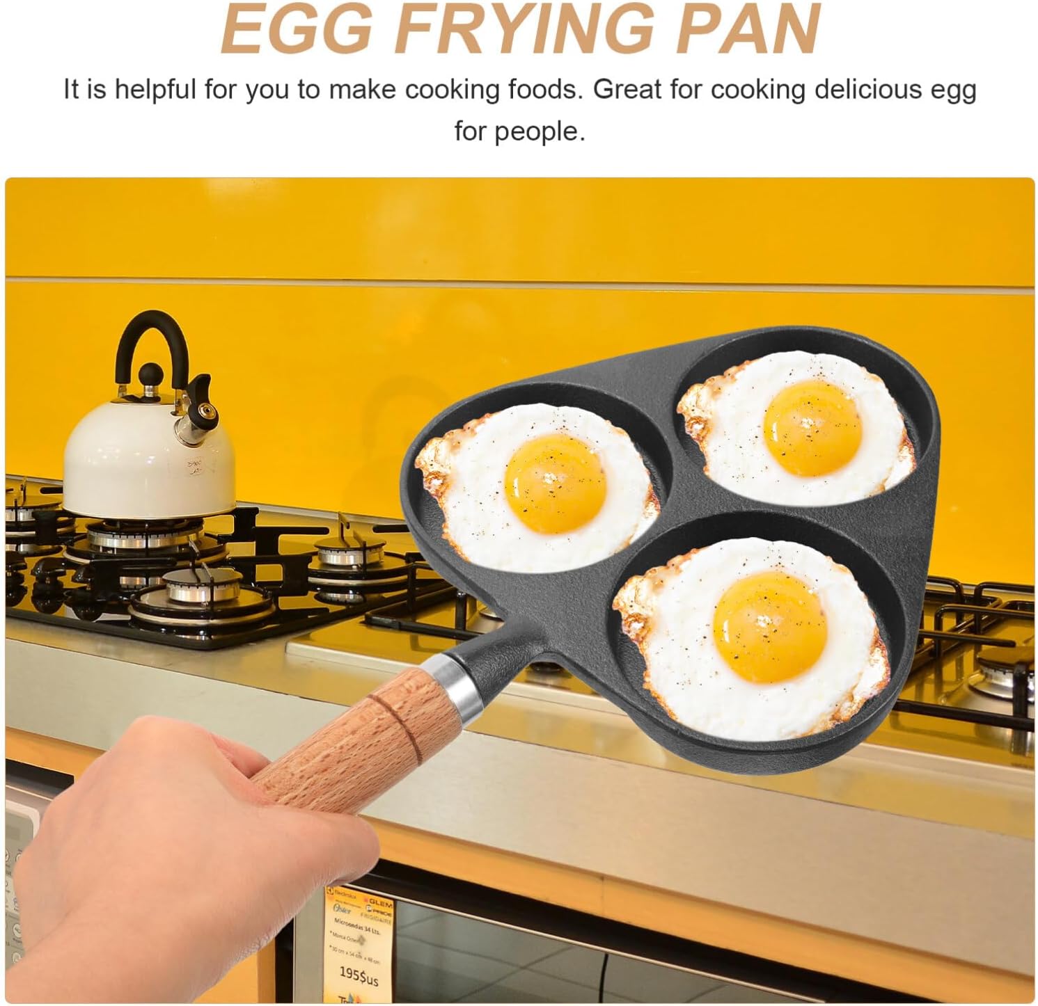 Kichvoe Cast Egg Frying Pan Divided Skillet for Pancakes Burgers Nonstick Cookware for for Induction Stovetops