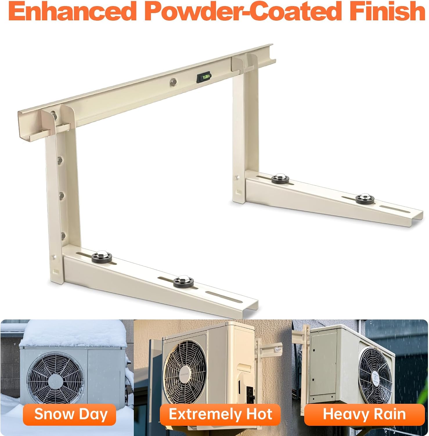 Wall Mounting Bracket for Mini Split AC – Heavy Duty Steel Support for 9,000–36,000 BTU Units – 363lbs Capacity – Rust-Proof Powder Coated, Outdoor Condenser Wall Mount