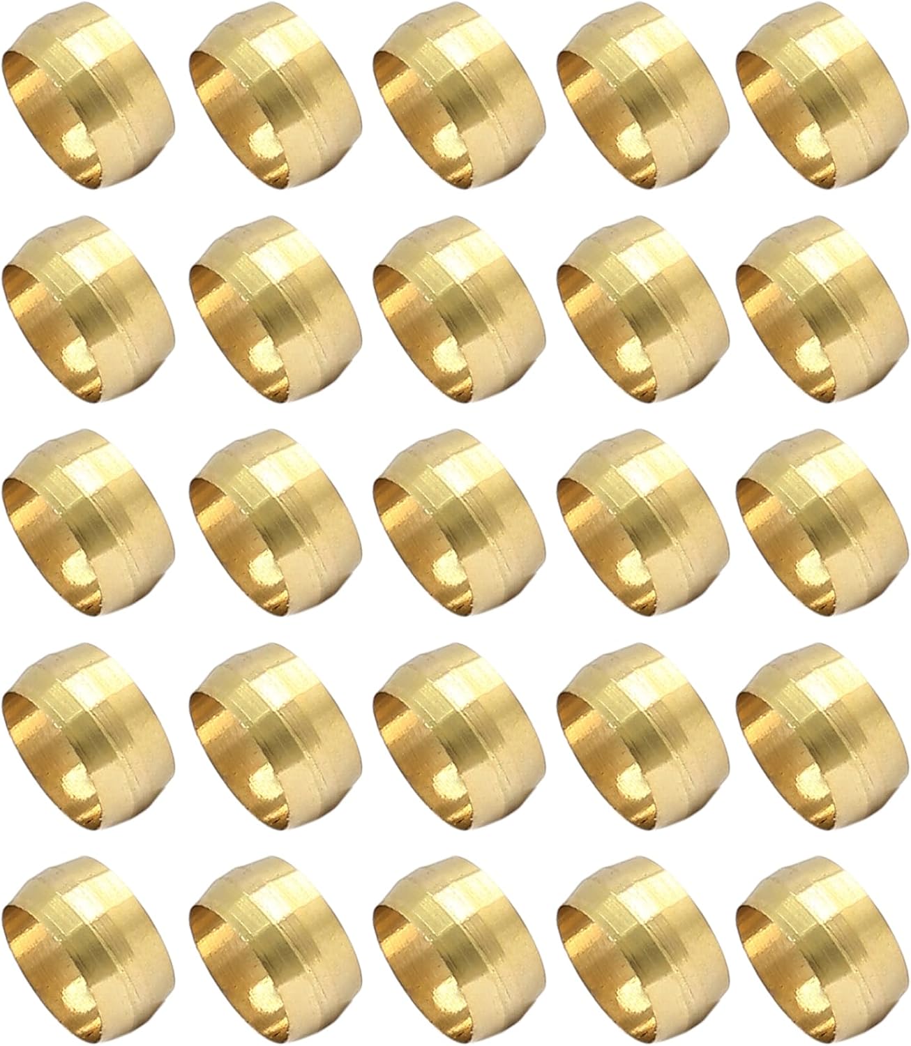 Bonsicoky 30 Pcs Brass Compression Fitting Ferrule Sleeve, 1/2" Tube OD Brass Compression Tube Fitting