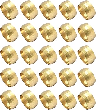 Bonsicoky Brass Compression Fitting Ferrule Sleeve, 1/2" Tube OD