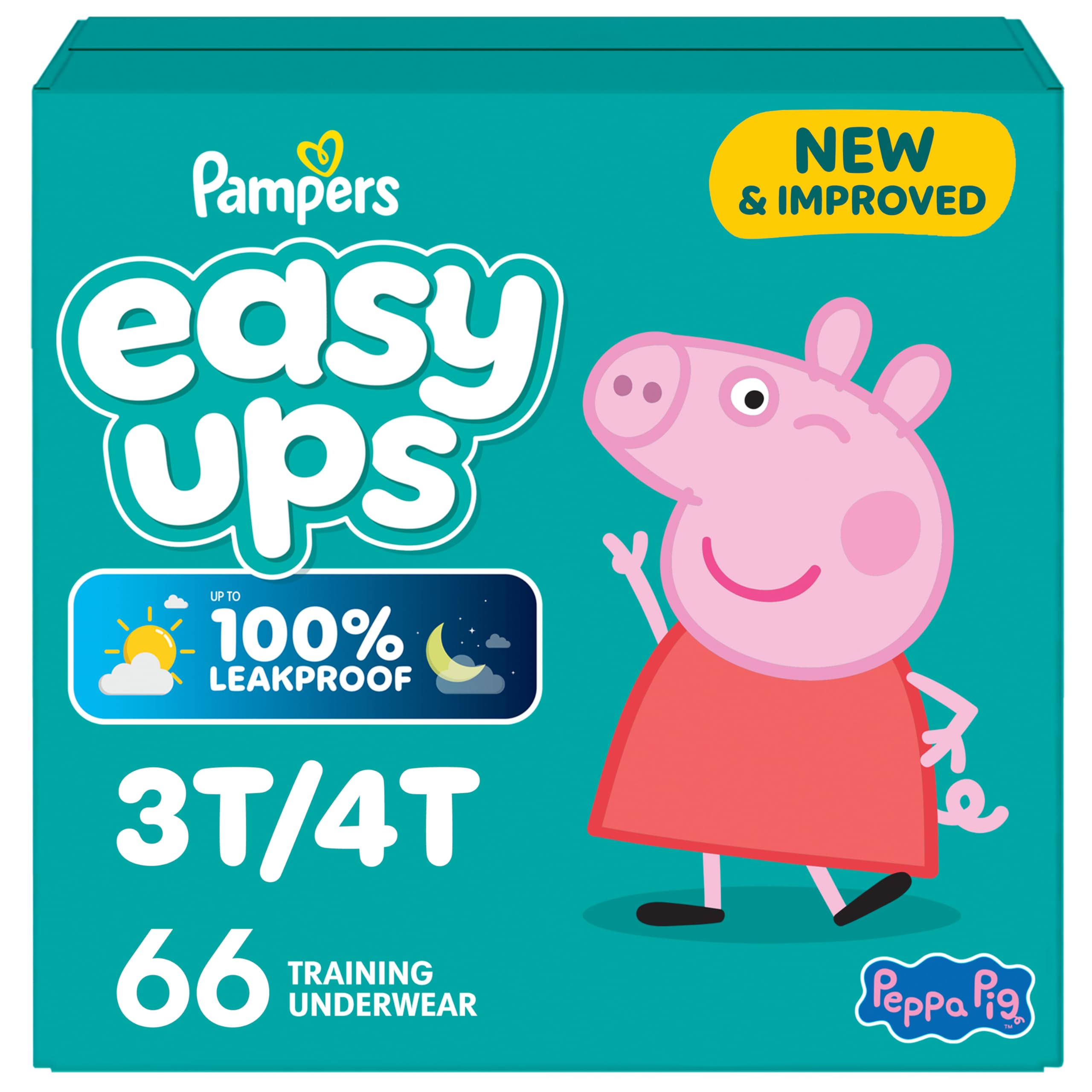 Pampers Training Pants - Easy Ups Girls & Boys - Size 3T-4T, 66 Count, Peppa Pig Potty Underwear (Packaging May Vary)