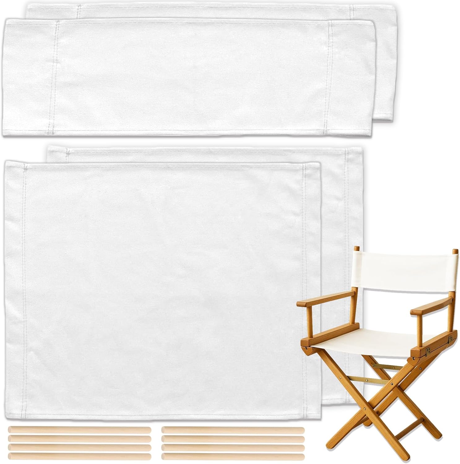 STAY GENT ディレクターチェア交換用キャンバス2セット、ホワイトディレクターチェアシートとバックカバーキット、監督メイクアッ