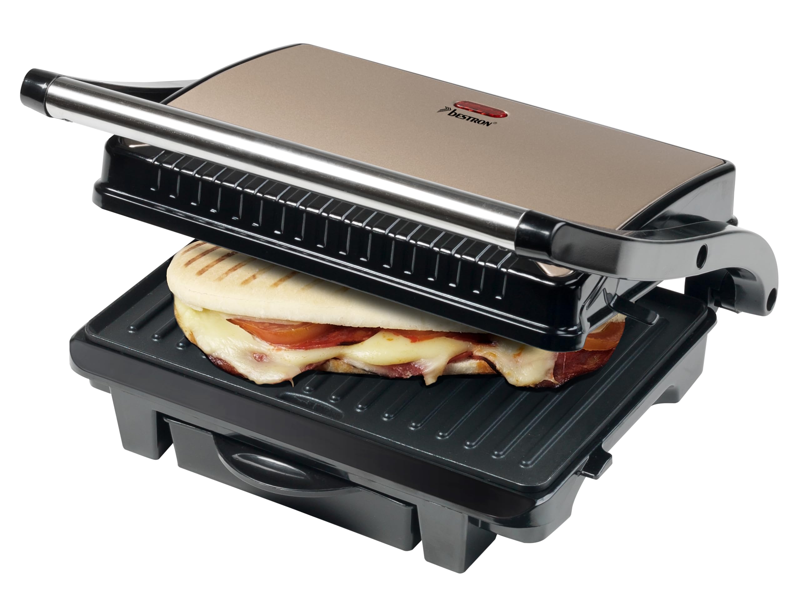Grill Panini Bestron Copper Collection - 1000W, Colore Rame E Nero, Acciaio Inossidabile - Foto 11