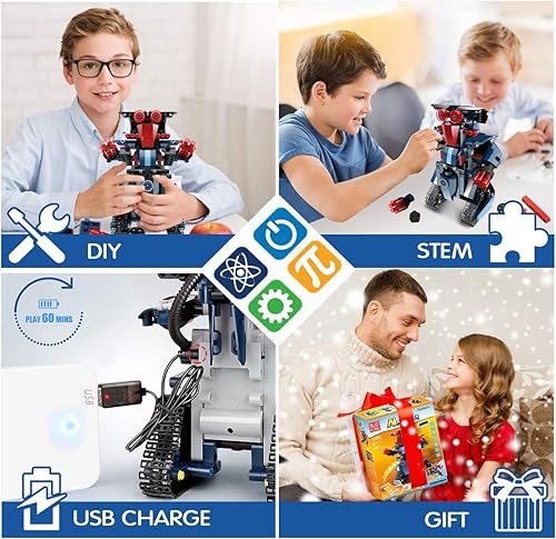 Miniatura 6 de Kit de construcción de robot STEM, control remoto anysun y control por aplicación, kits de ciencia de robots educativos para niños de 8 a 12 años,