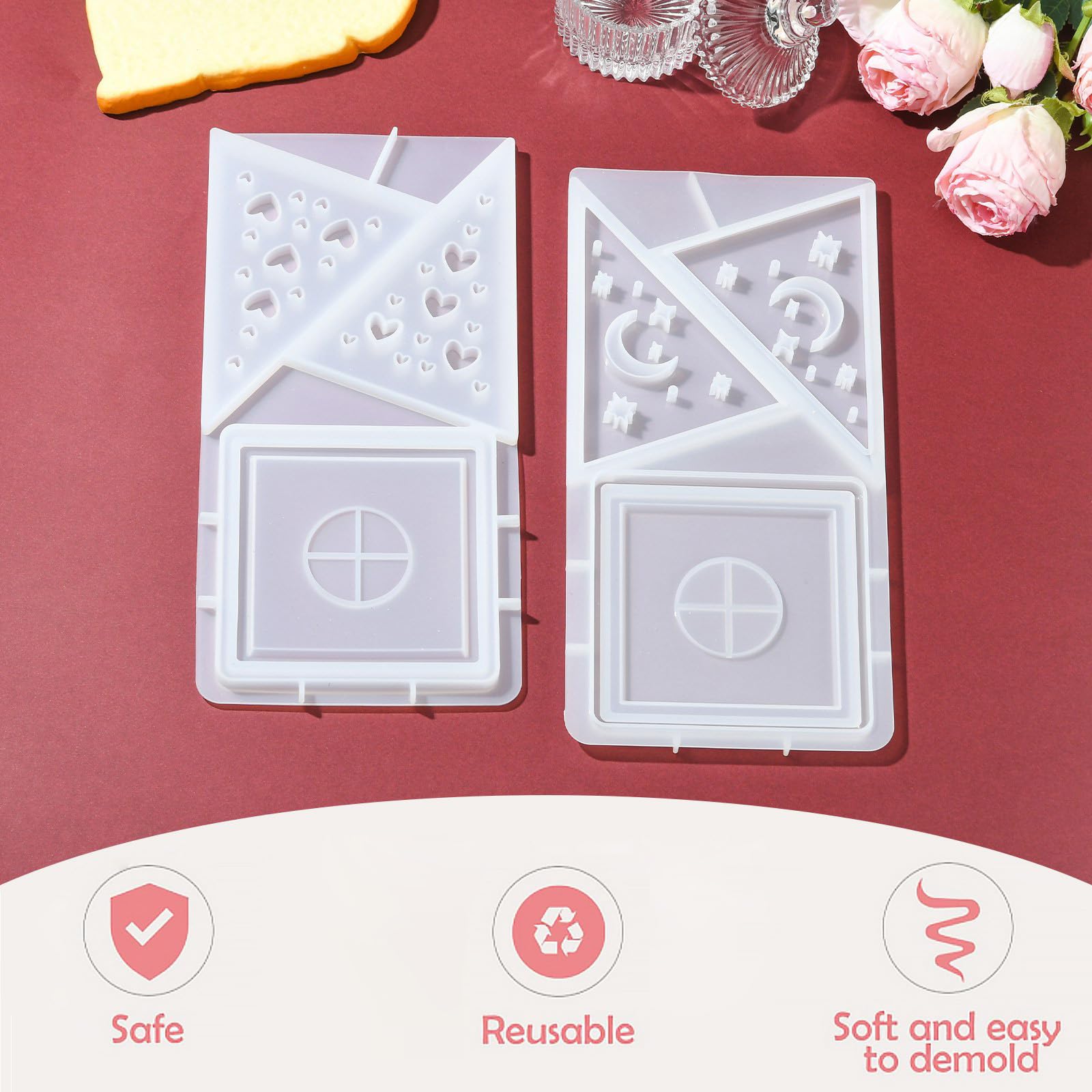 UR URLIFEHALL 2 Pcs Silicone Candlestick Moulds Pyramid Shaped Resin Casting Moulds for Candle Holder Ornaments Storge Crafts Home Party Decor - Image 3