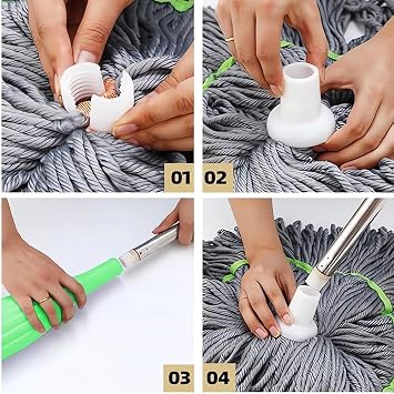2 in 1 Dehydrated Mop, Self-Wringing Twist Mops, Floor Spin Mop System with Wringer Set, 360 Degree Spin Round Self Wringing Wall Cleaning Mop for House Bathroom Floor (1*mop)
