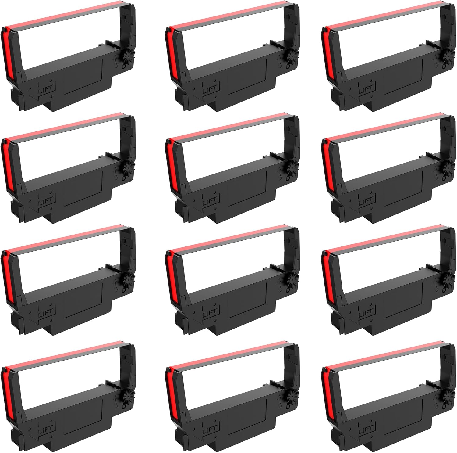 Compatible Ink Ribbon for ERC30 ERC34 ERC38 Black/Red, for POS Receipt & Kitchen Printers, with Advanced Ultrasonic Welding Technology, Individually Sealed for Freshness and Longevity (12p)