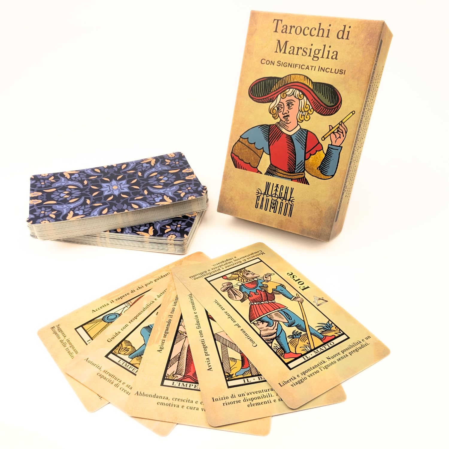 Witchy Cauldron – Tarocchi di Marsiglia per Principianti | Carte Tarocchi in Italiano con Significato| Mazzo Completo 78 Carte