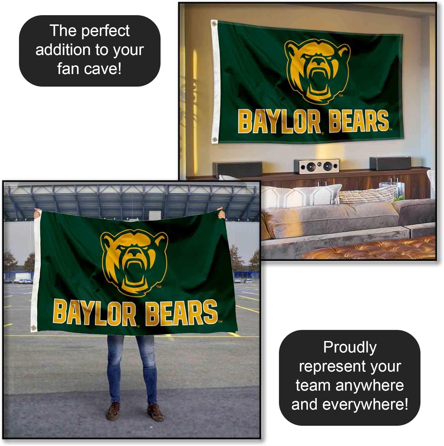 Baylor Bears New Bear Head Flag - Image 5