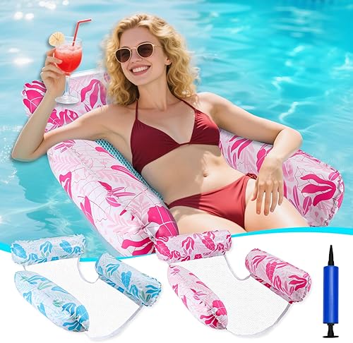 Flotadores inflables de piscina para adultos, paquete de 2 sillas flotantes multiusos, material de PVC resistente, flotadores de agua para piscina,