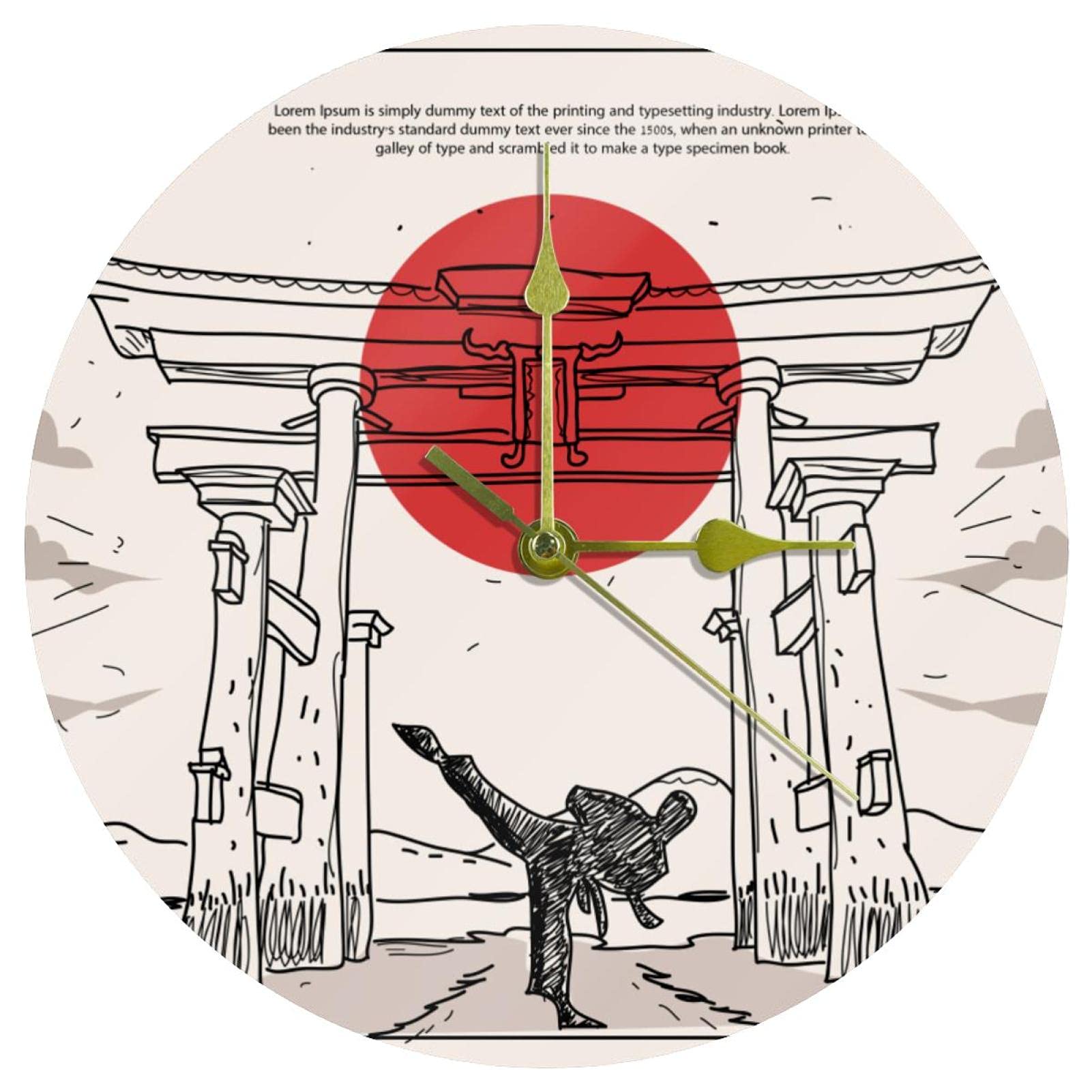 Horloge murale japonaise en acrylique de 24 cm silencieuse pour décorer un bureau