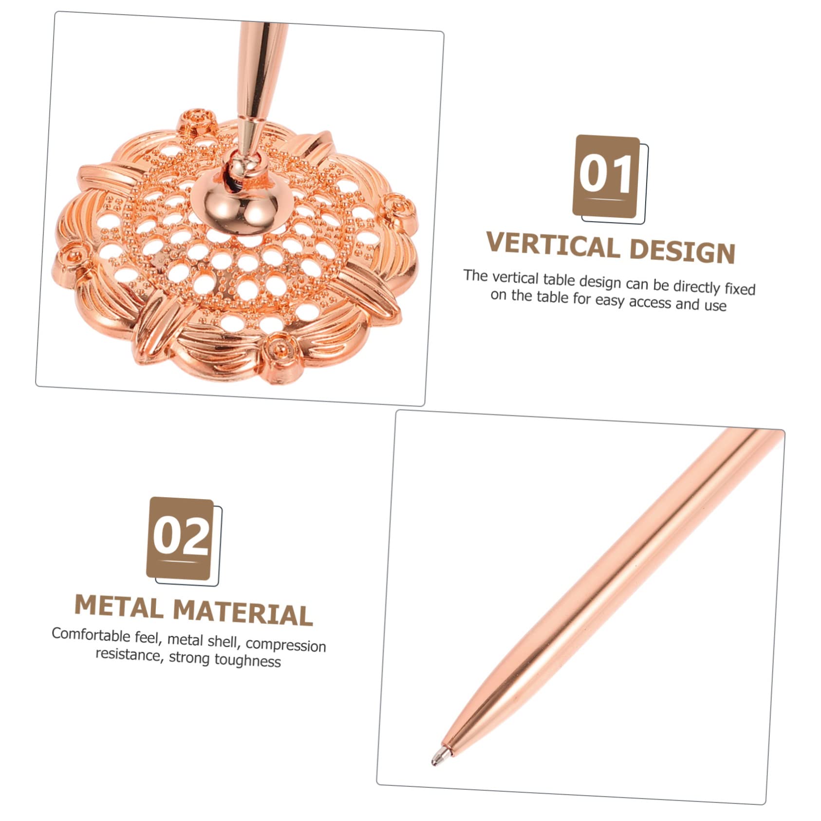 VILLCASE Lot De 4 Stylos À Bille Décoratifs Avec Support Vertical Et Poignée Confortable Accessoire De Bureau 2 Pièces X 4