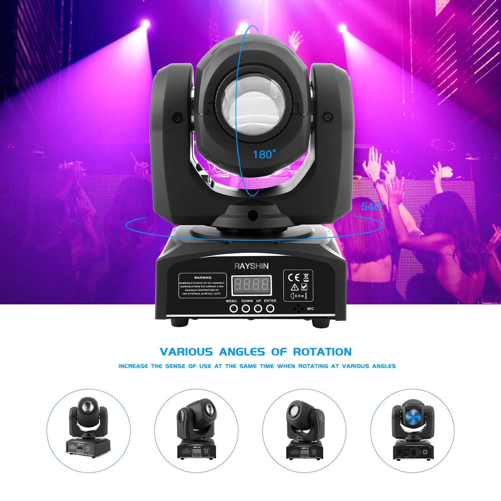 60 W LED Moving Head Lumière faisceau lumière effet scène avec 8 motifs + rotation + 8 couleurs effet pour DJ Show Concert Party KTV.