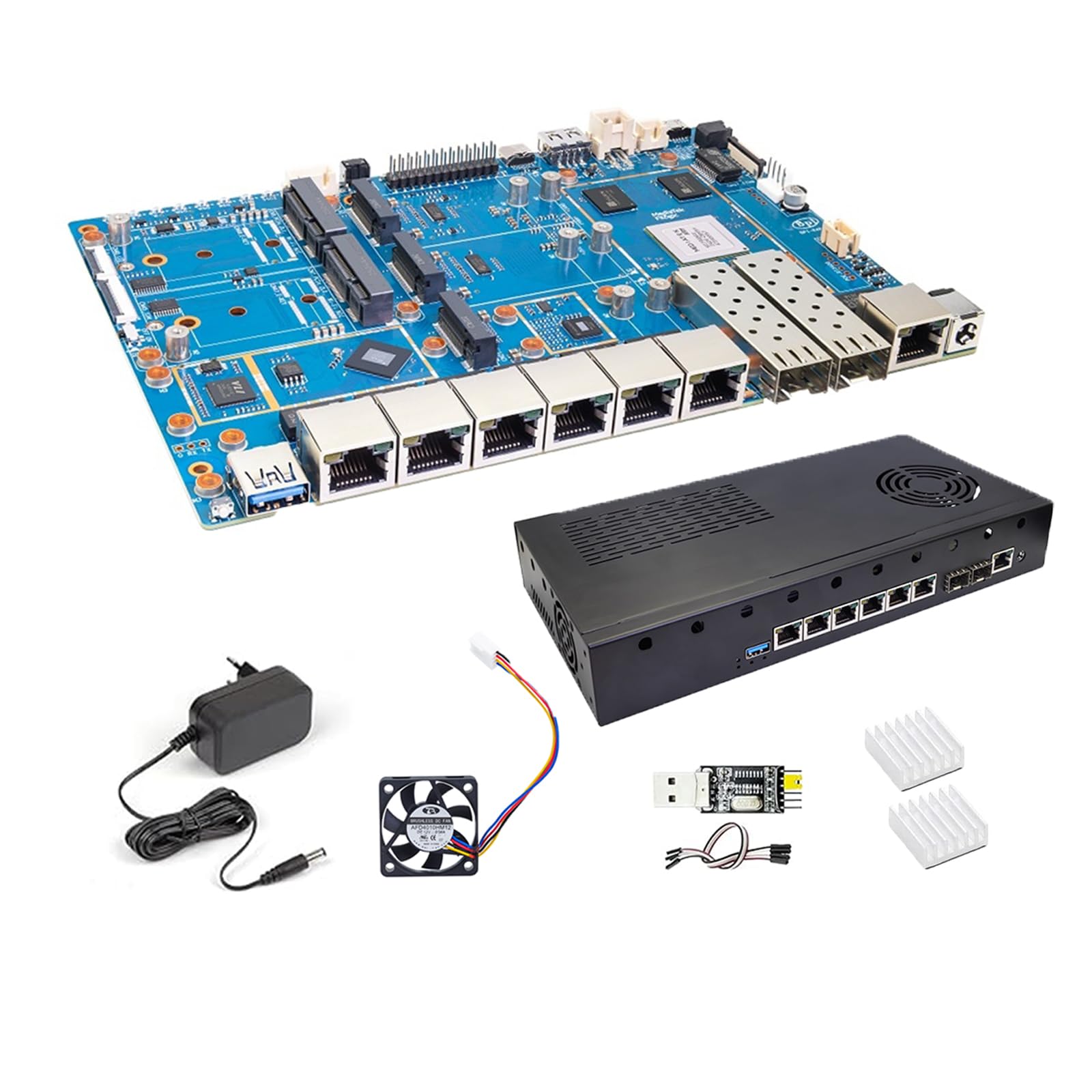 Banana Pi BPI R4 Pro WiFi 7 Router OpenWrt, MT7988A CPU 4/8GB DDR4 RAM 4X 2,5G port Ethernet 2 x 10G port światłowodowy obsługuje 4G/5G, do inteligentnego domu NAS-Gateway routera internetowego