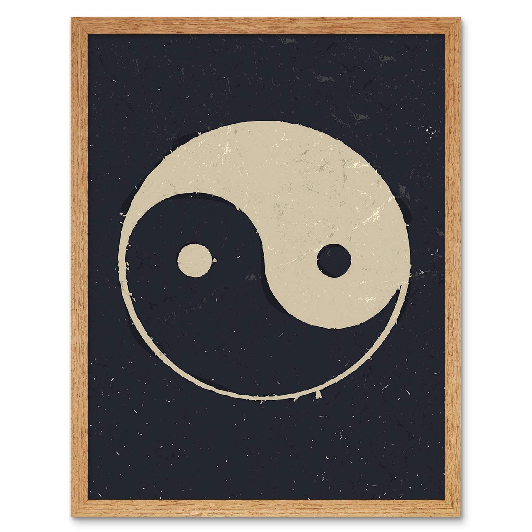 Wee Blue Coo Painting Drawing Taoist Philosophy Yin Yang Black White Affiche Art Print Framed Poster Wall Decor 12X16 Inch