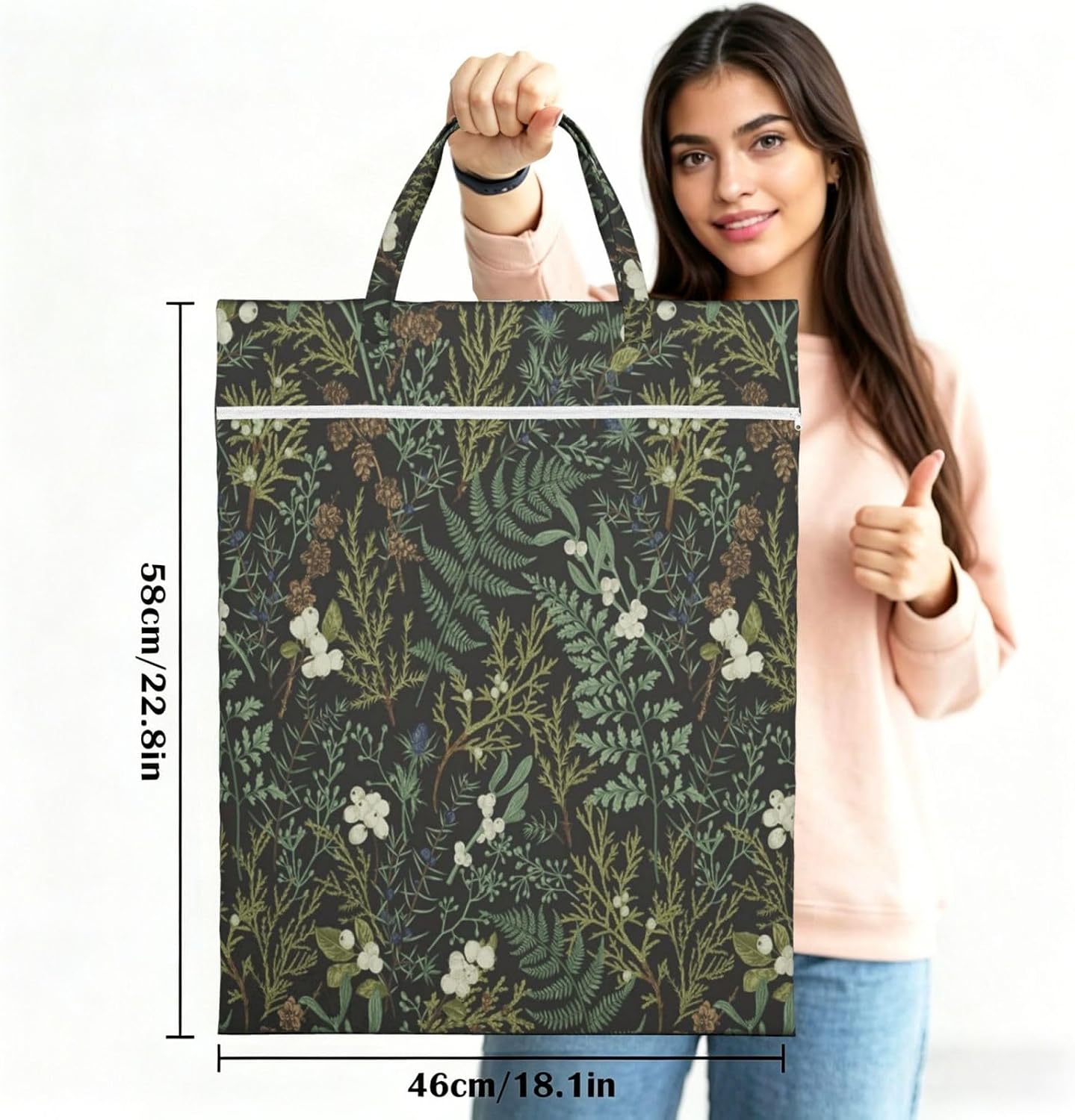 Green Plants Laundry Bag Travel Dirty Clothes Bag 2 Pack Wet Dry Bags