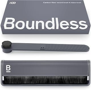 Boundless Audio レコードクリーニングキット - 2点セット レコード用ブラシ＆レコード針クリーナー | カーボンファイバー製の帯電防止レコードブラシと針クリーナー - 埃と静電気を除去し、ノイズのないクリアな再生を叶えるレコードクリーニングキット