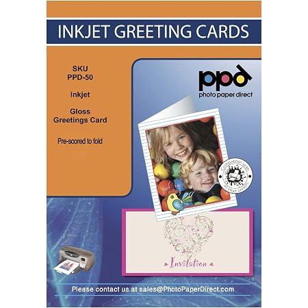 Ppd A6 X 50 Inkjet Bedruckbare Grusskarten 260 G M2 Glanzendes Fotopapier A5 Gefalzt Auf Fur Individuelle Gestaltung Und Einfaches Bedrucken Mit Jedem Tintenstrahldrucker Ppd050 Amazon De Burobedarf Schreibwaren 