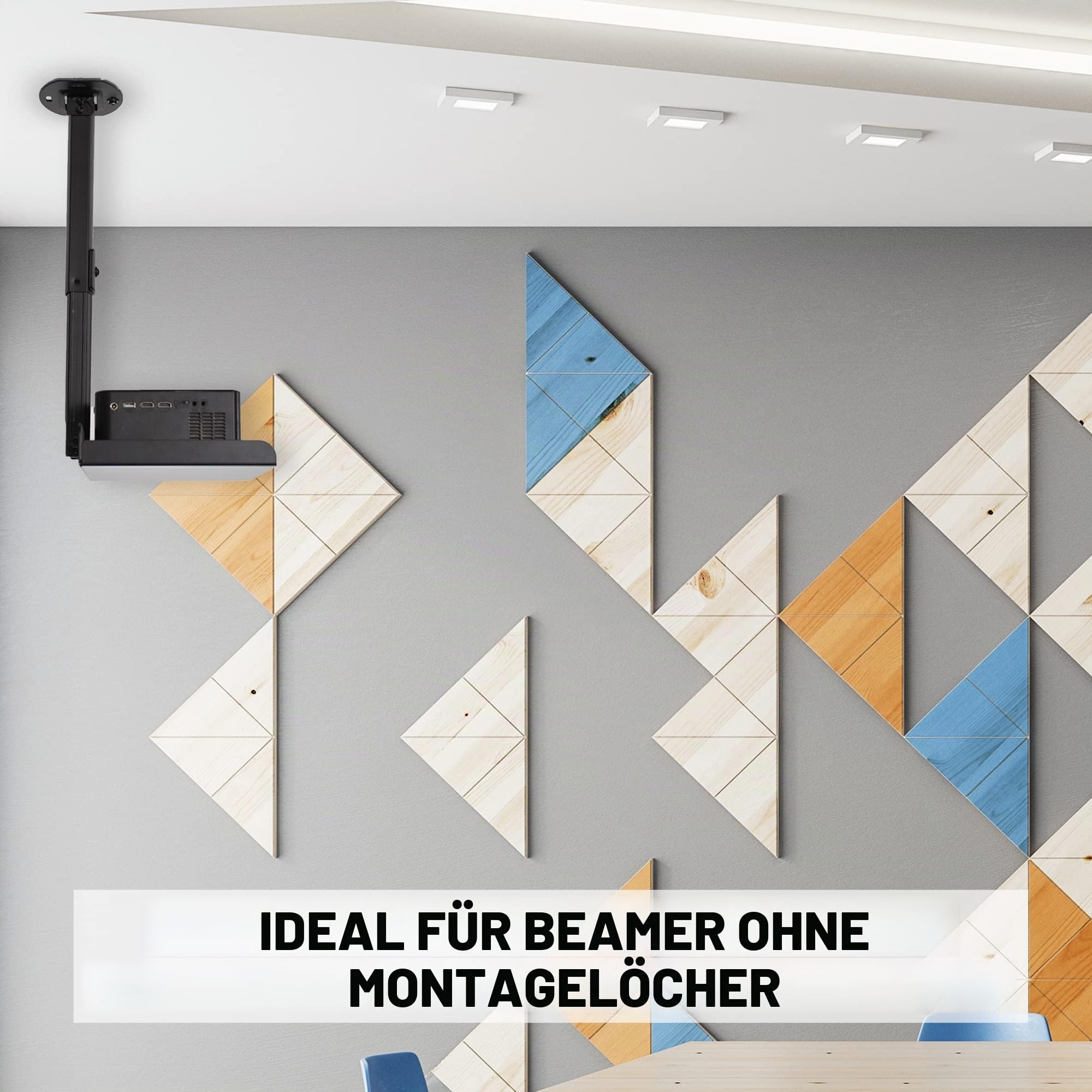 VIVO Universelle ausziehbare Decken-Beamer-Halterung, Höhenverstellbare Projektion, Lochfreie Installation, Versteckte Kabelführung, Schwarz, MOUNT-VP08B