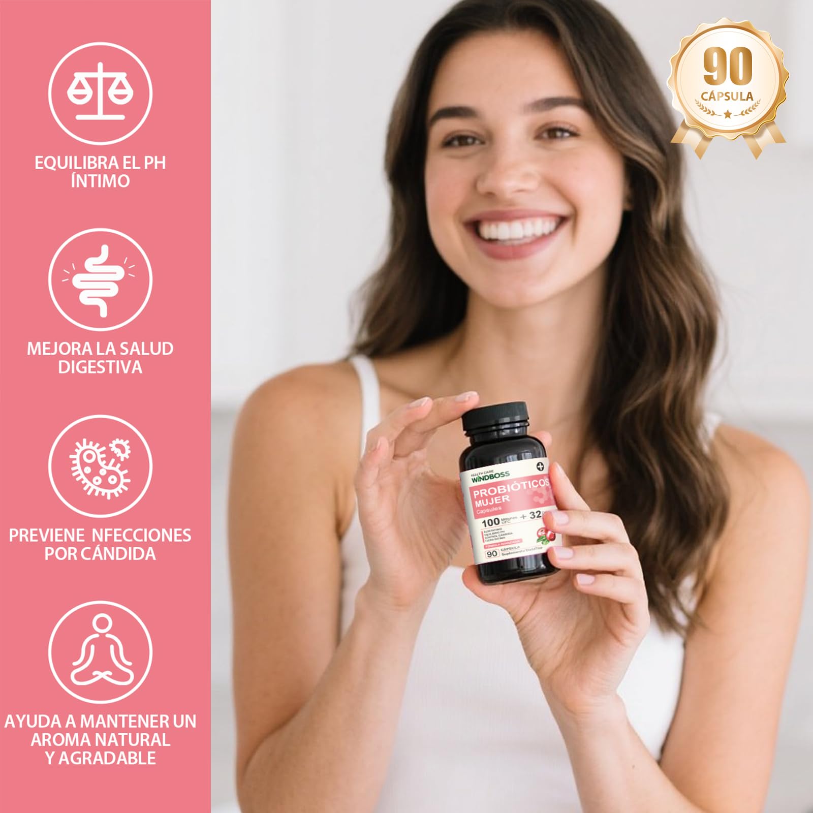 Probiotics for Women with 32 Strains with Prebiotics and Digestive Enzymes Support pH Balance Vaginal Probiotics Urinary and Digestive Tract Health Vegetable Capsules — view 2