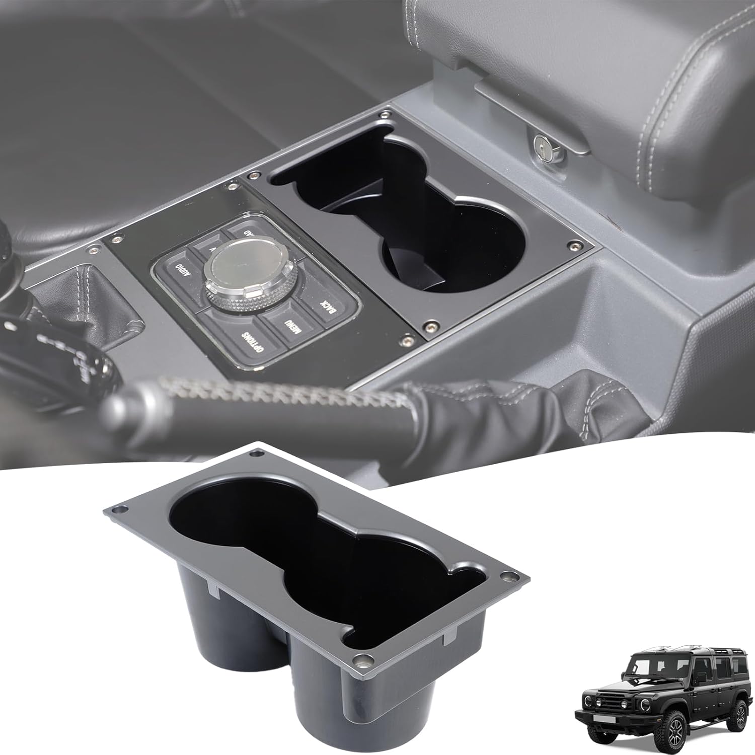 Car Center Console Cup Holder Replacement Compatible with Ineos Grenadier 2020-2025, Multi-Functional Car Central Contral Control Storage Box Accessories (Grey)