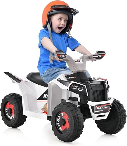 Costzon ATV para niños, vehículo eléctrico de 6 V con interruptor de avanceatrás, asiento grande, ruedas resistentes al desgaste, auto de 4 ruedas
