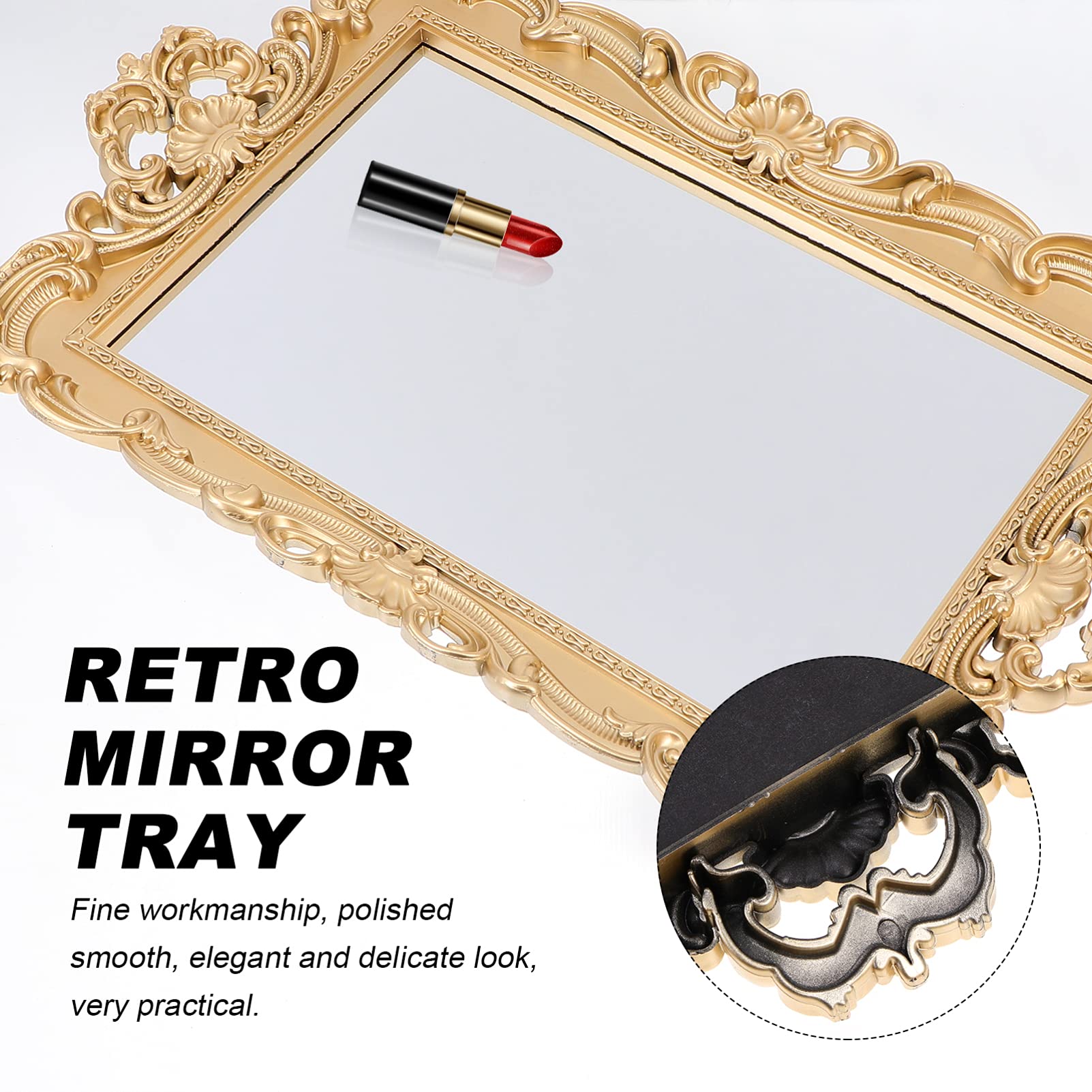 Hemoton Gold Coffee Perfume Tray, Oval Shaped, Decorative Mirror for Perfume Organizer, Jewelry Display, Vanity Tray, Serving Tray