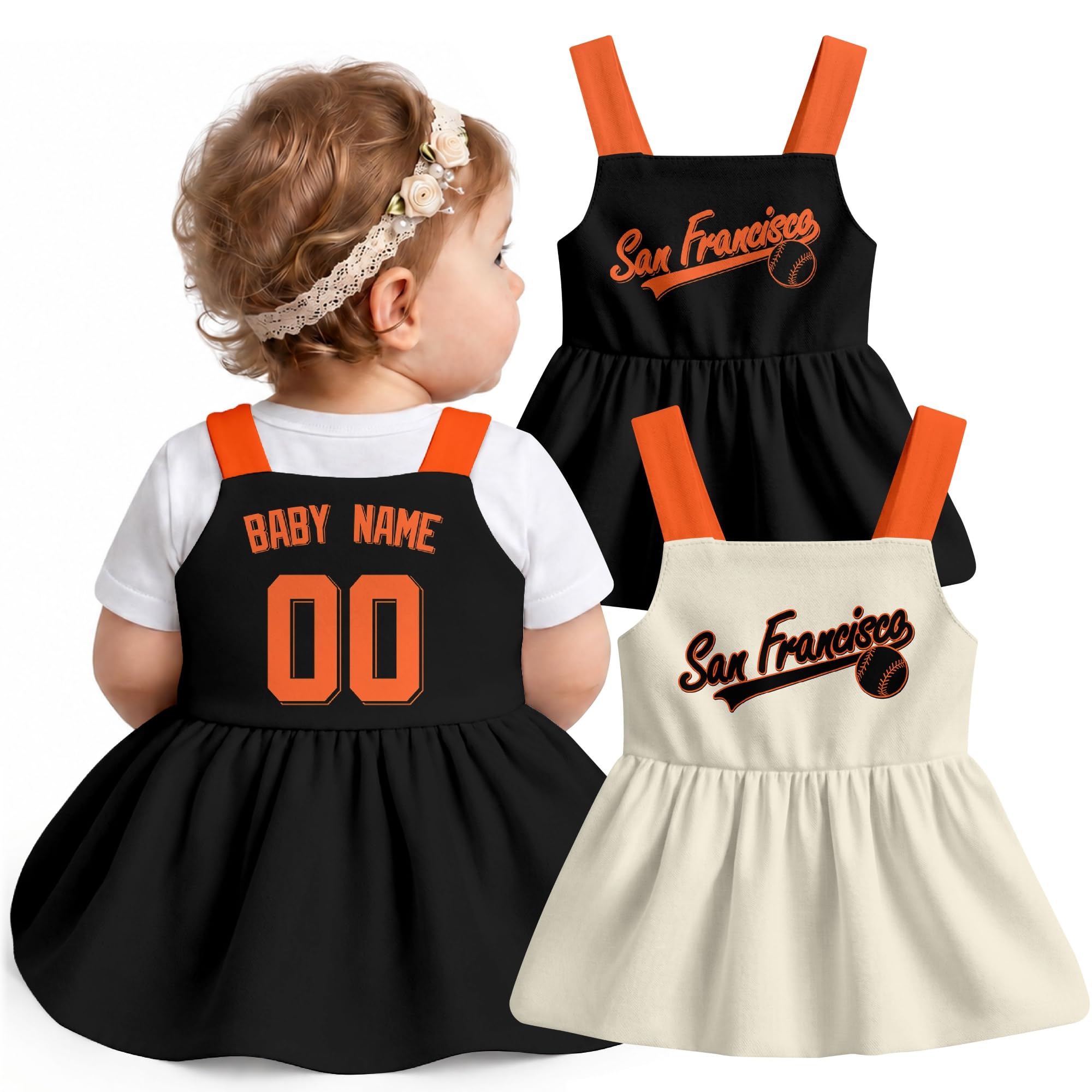 KREDE Baby Girl Clothes Custom Baby Strap Dress with Number Name for Baby Girl Gifts