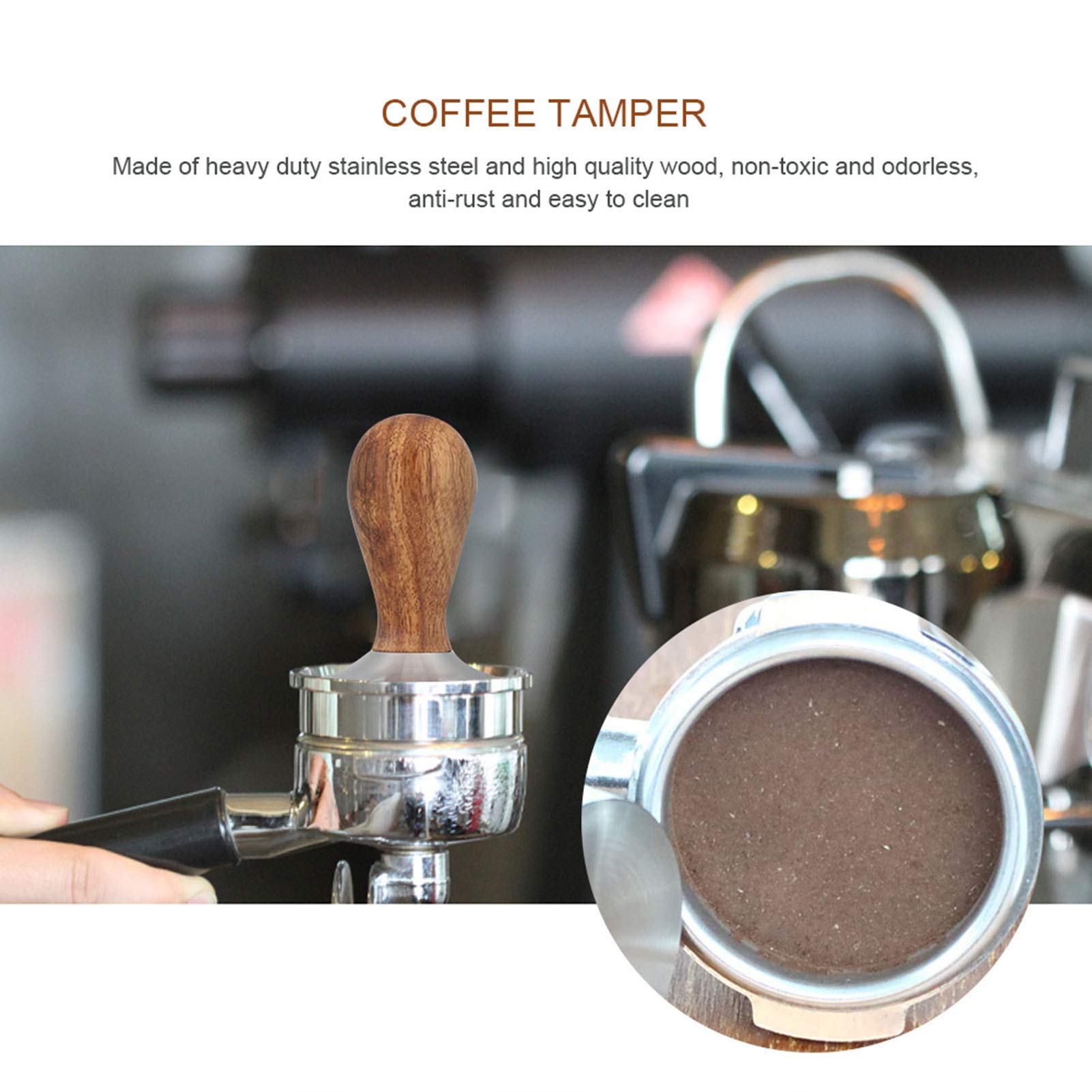 Presse-Espresso 58,5 Mm BaristaLegends - Tamper Café Avec Base Inox Et Poignée Bois