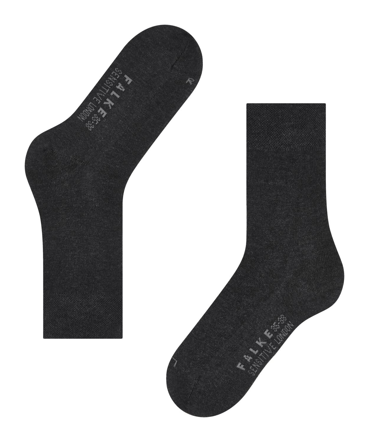 FALKE Sensitive London W SO coton non-comprimantes 1 paire, Chaussettes Femme, Gris (Anthracite Melange 3080) nouveau - écologique, 39-42