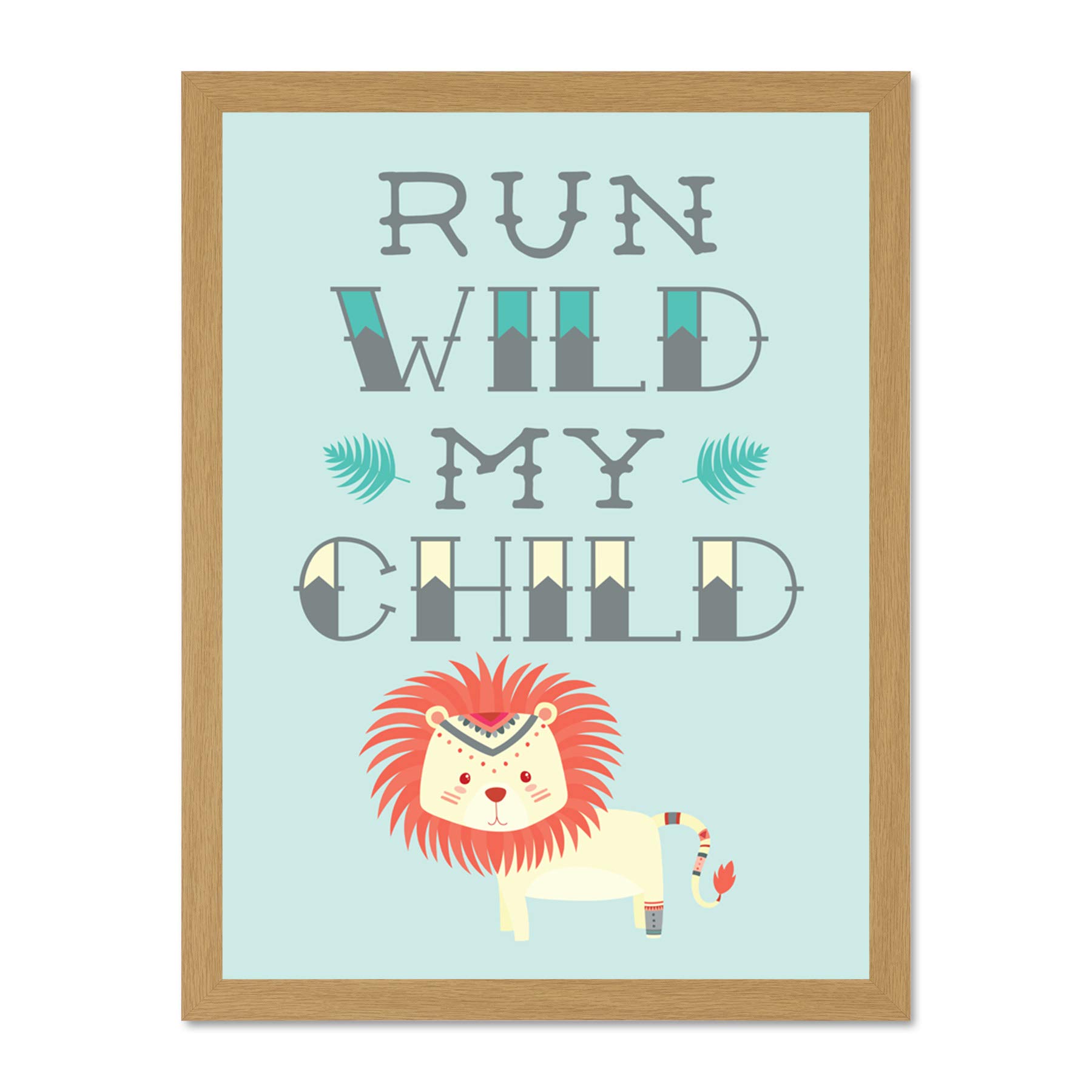 Kids Run Wild My Child Pastel Lion Large Framed Art Print Poster Wall Decor 18x24 inch