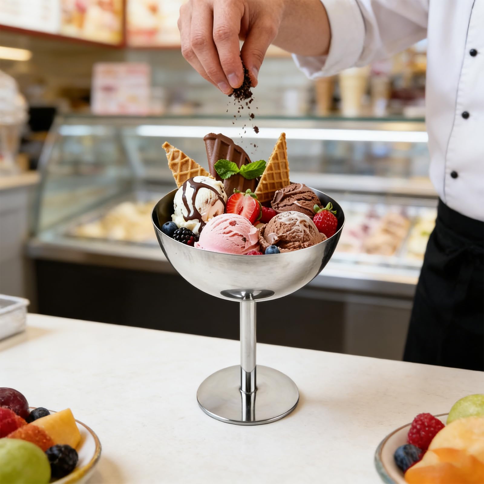 4 vasos para helados de 10,2 cm de diámetro, 200 ml, de acero inoxidable, para postres, cócteles, postres con pie, para frutas, ensaladas, yogur, para bodas, fiestas (all)