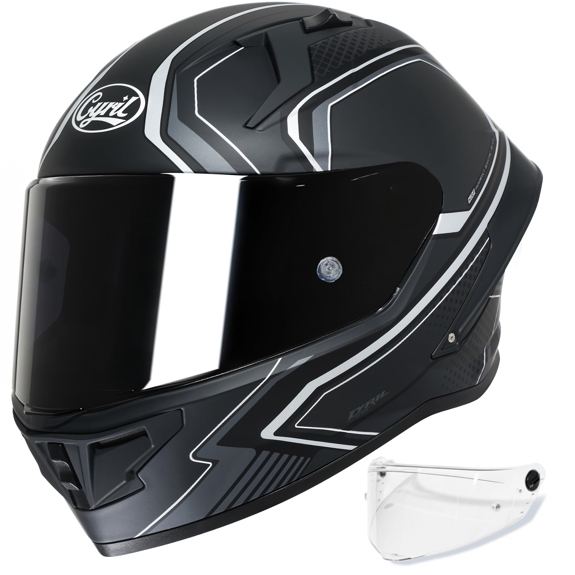 Cyril Motorradhelm Integralhelme für Erwachsene, Vollvisierhelm für Erwachsene mit getöntem und klarem Visier, ECE-zertifizierter Motorradhelm für Männer und Frauen