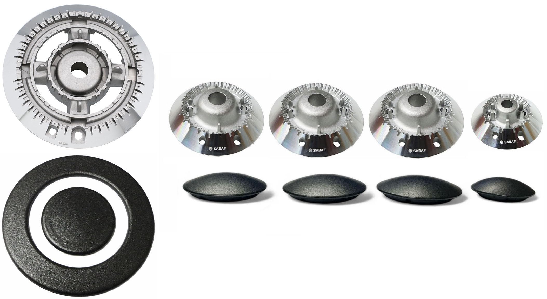 Kit 5 Bruciatori E Piattelli Per Cucina A Gas - Universale, In Lega Di Zinco, Per Fornelli SABAF - Foto 6