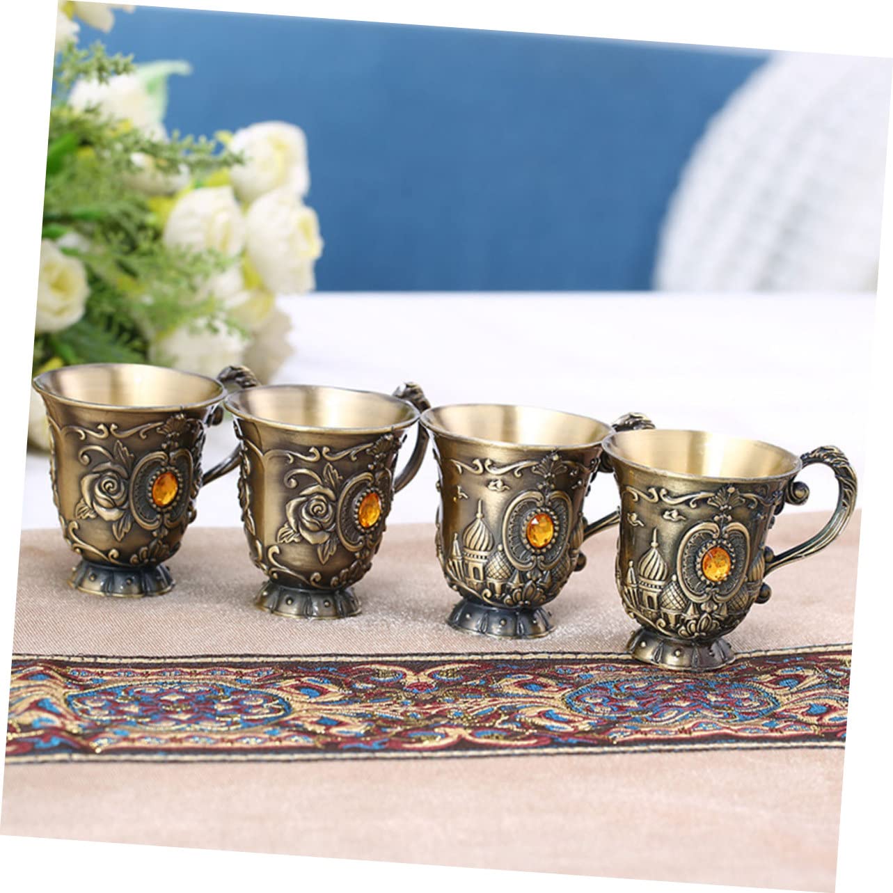 Verres à vin en cuivre, Tasse de Sacrifice 1 pièce, Verre à Shot Vintage en Relief, coudières for Bureau, Coupe de Calice Royal, gobelet à vin, Verre à vin en Laiton Gothique