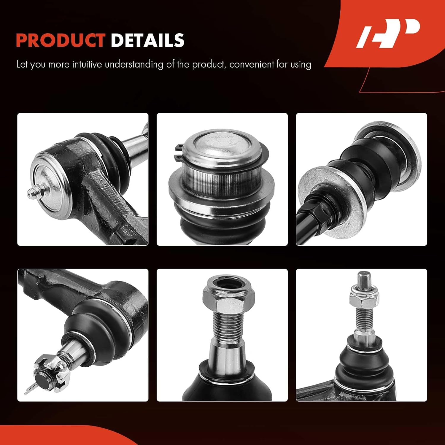 A-Premium Set of 8, Front Upper Control Arm, Sway Bar Link, Lower Ball Joint, Outer Tie Rod End, Compatible with Dodge Ram 1500 2002 2003 2004 2005, RWD Only