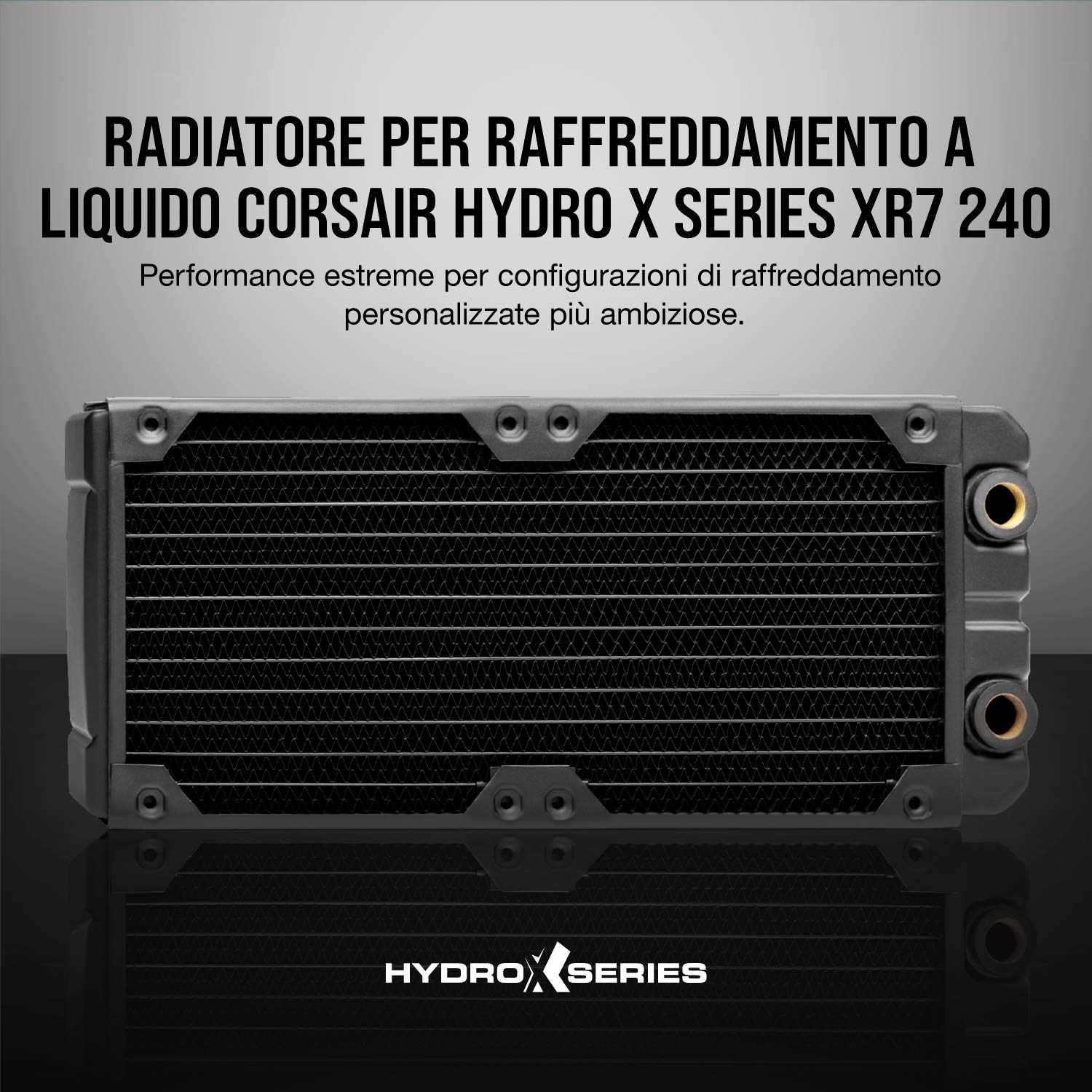 Corsair Hydro X Serie, XR7 240 mm Radiatore Spessore per Raffreddamento a Liquido, Doppi Supporti Ventole da 120 mm, Installazione Struttura di Rame di con Guide delle Viti Delle Ventole, Nero