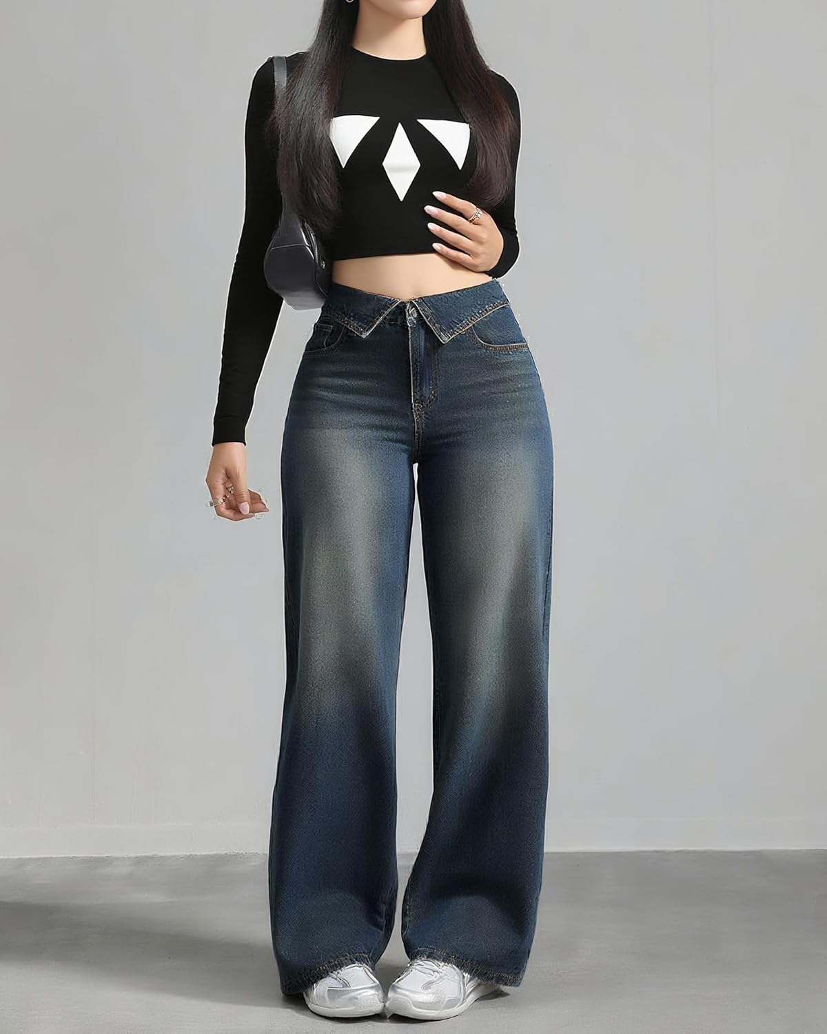 Women's High Waist Wide Leg Jeans Stretchy Y2k Boyfriend Baggy Jeans Loose Fit Casual Trendy Denim Pants - Image 5