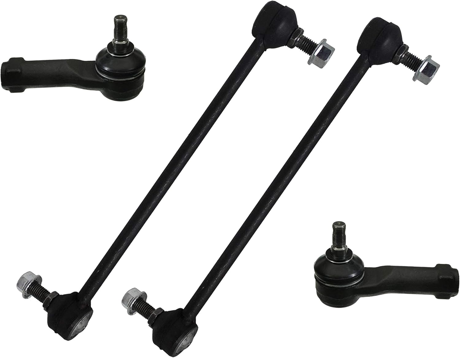 PartsW - 4 Pc Front Sway Bar Link & Outer Tie Rod End Kit
