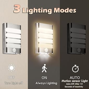 2 Pack Motion Sensor Wall Lights Rechargeable Wireless LED Night Lights