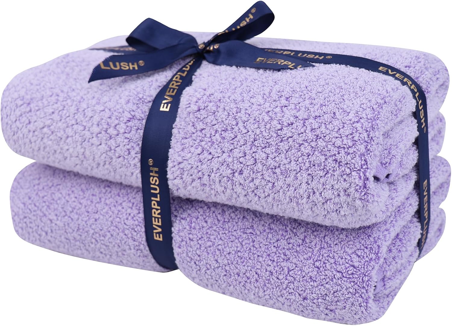 Everplush Diamond Collection Oversized Bath Towel – 2 Pieces, Super Soft & Highly Absorbent, Quick-Drying & Extra Large. Perfect for Bathroom, Pool, Swimming Use(Lavender, 30" x 56" 2PK)