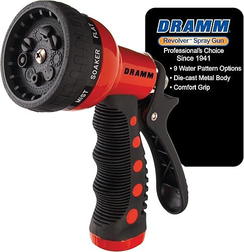 Miniatura 14 de Dramm® Revolver Boquilla de Manguera de Jardín de Servicio Pesado de 9 Patrones – Pistola Pulverizadora de Metal Ajustable con Control de Flujo