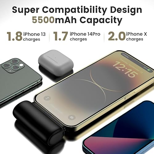 Miniatura 2 de HUAENG Portable Charger for iPhone, 5500mAh Plug in Ultra-Compact Power Bank Small Battery Pack Phone Charger Compatible with iPhone 14 13 12 11 Pro